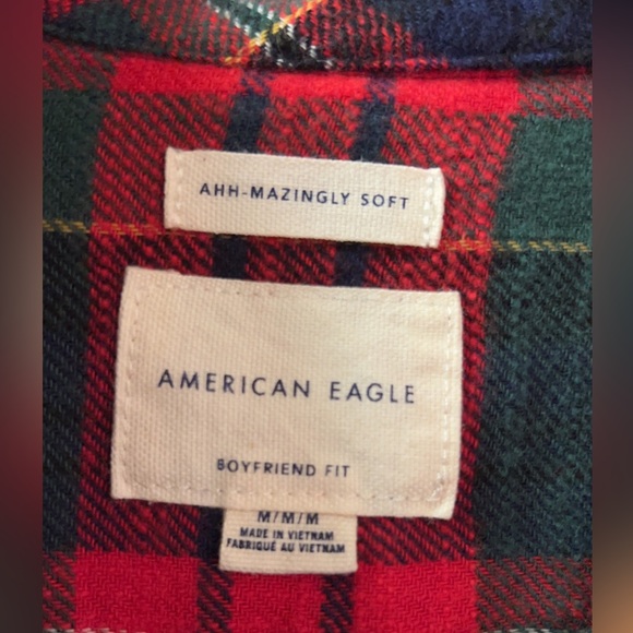 American Eagle Boyfriend Fit Plaid Flannel Shirt Medium - Picture 3 of 6